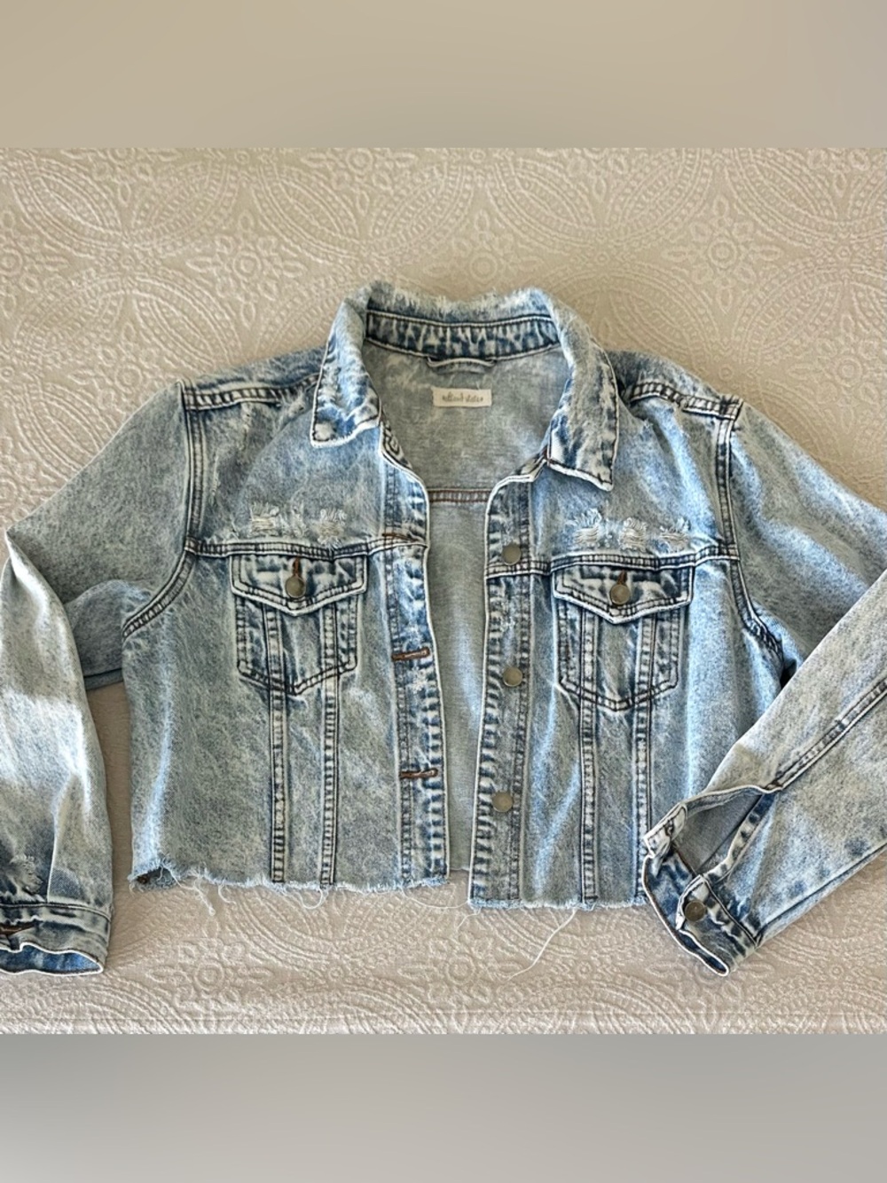Altar’d State Denim Crop Top Style Jacket Distressed Vintage M